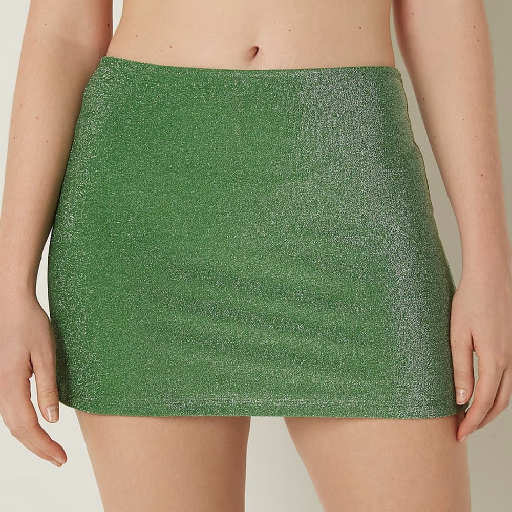 VS Victoria’s Secret PINK Swim Cover Up Mini Skirt / Green Glitter Small